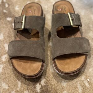 Clarks Brown Suede Sandals